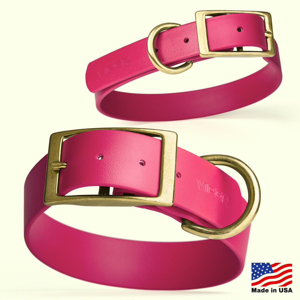 Viper Biothane Waterproof Collar - Brass Hardware - Size L, 1.5 in Wide (16 to 20 inches)