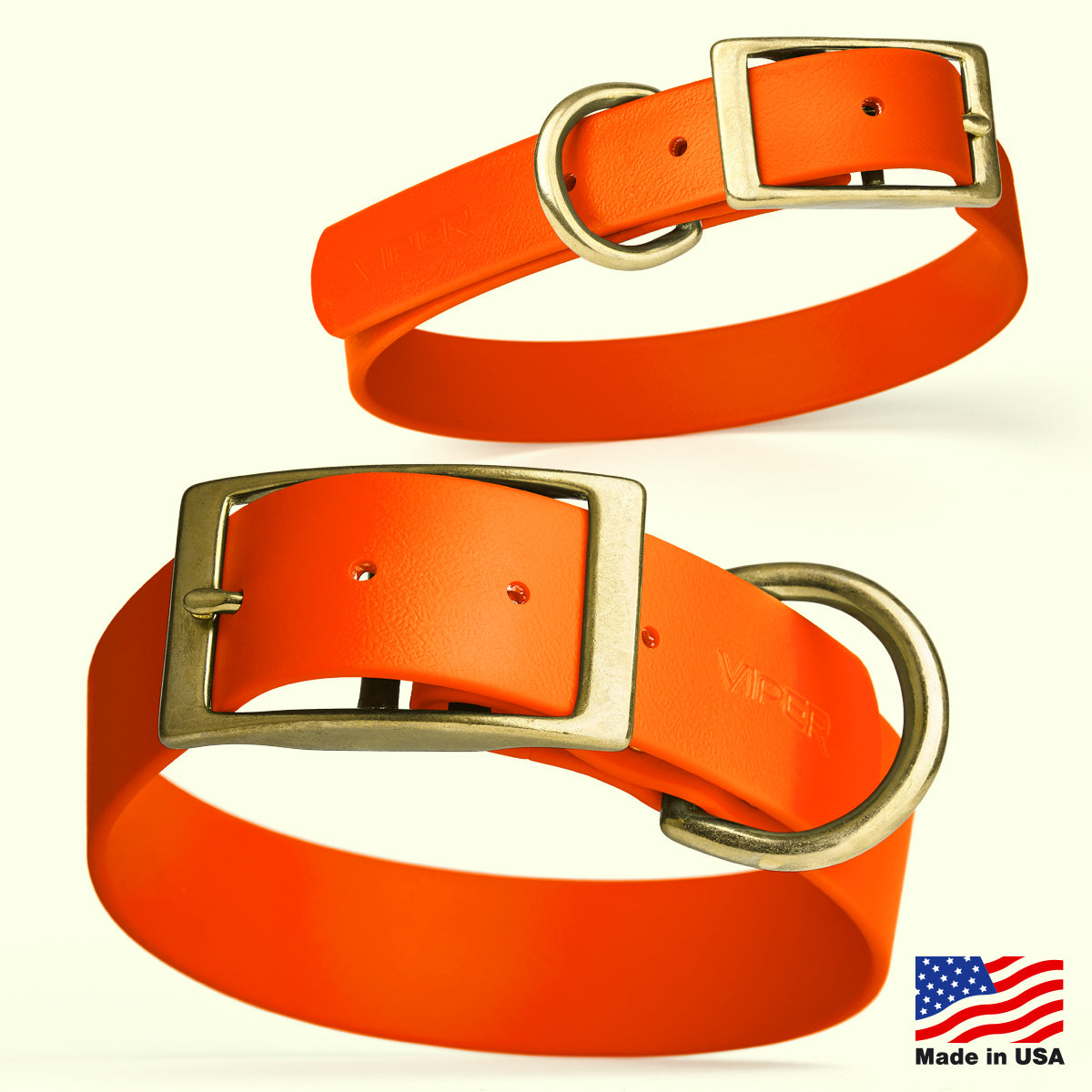 Viper Biothane Waterproof Collar - Brass Hardware - Size XL, Wide (20 to 24 inches)