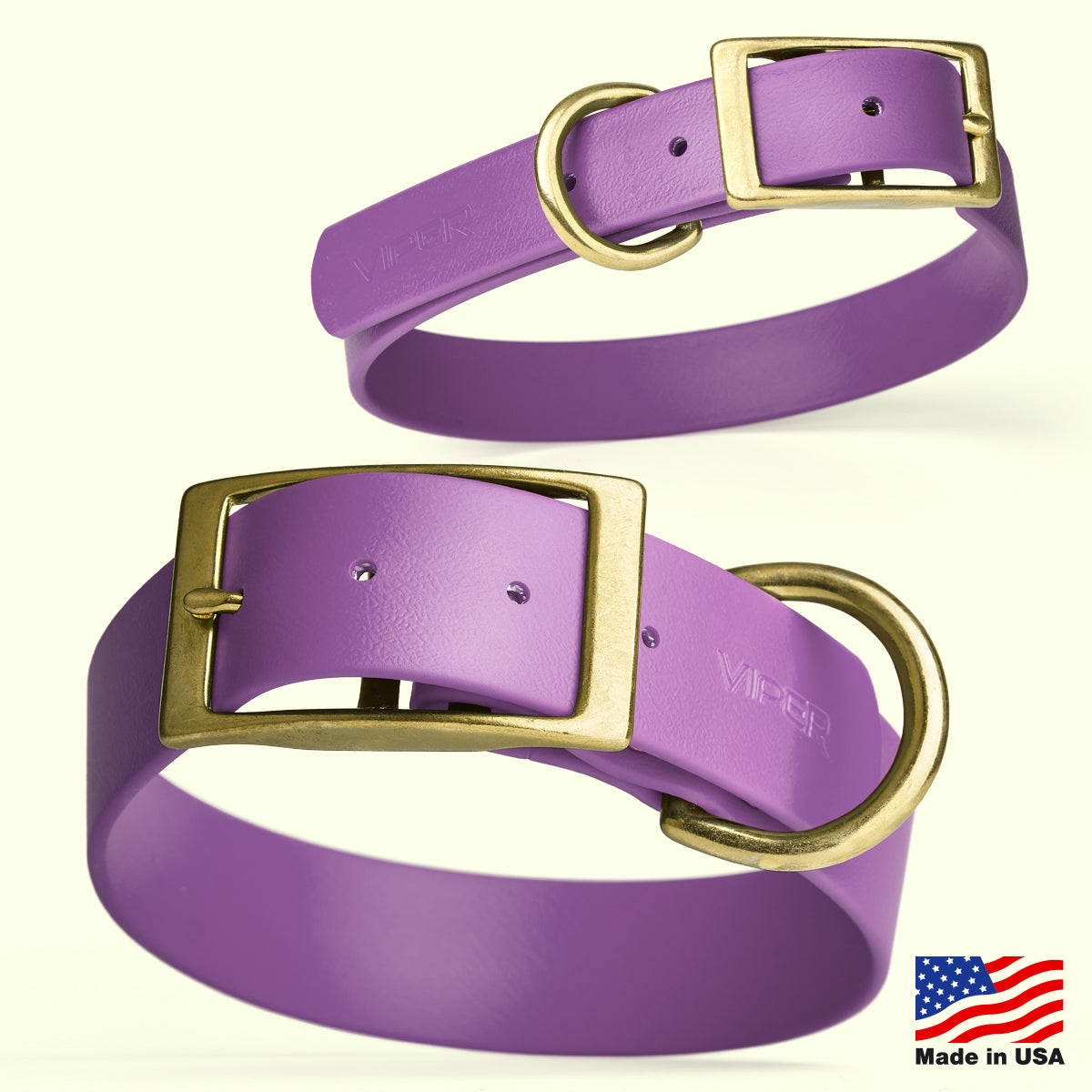Viper Biothane Waterproof Collar - Brass Hardware - Size S (12 to 15 inches)