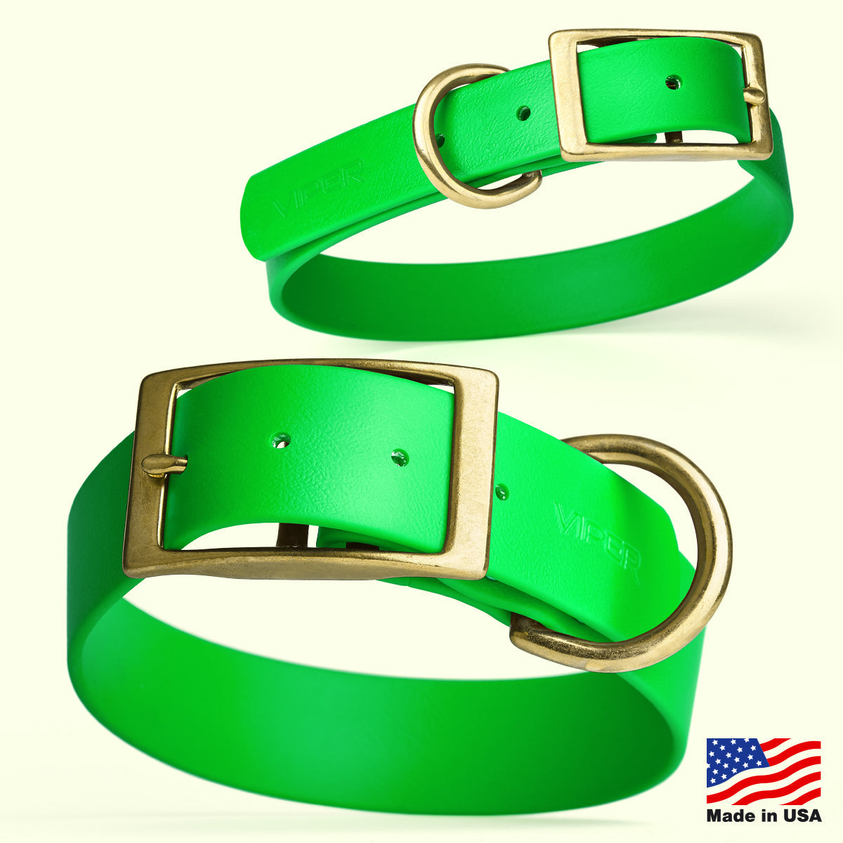 Viper Biothane Waterproof Collar - Brass Hardware - Size XXL, 1.5 in Wide (24 to 28 inches)