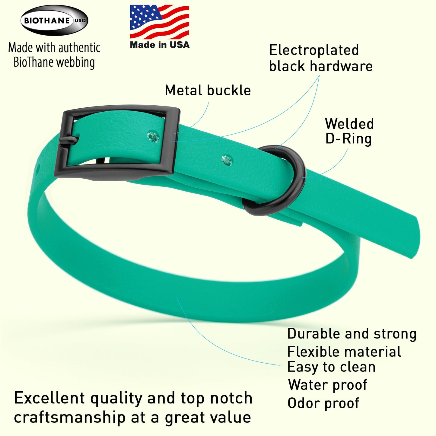 Biothane Waterproof Dog Collar - XS (9 to 12 inches)