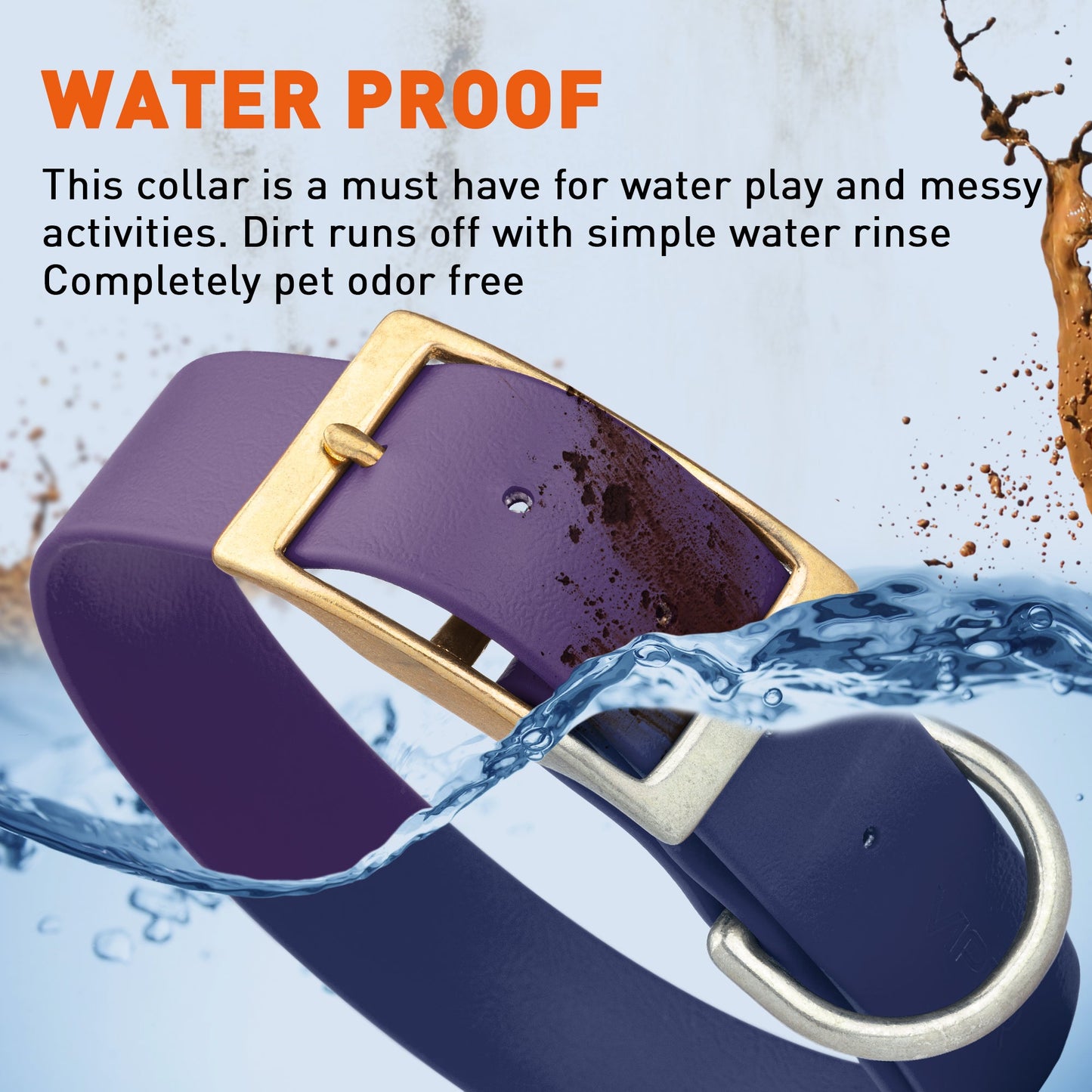 Viper Biothane Waterproof Collar - Brass Hardware - Size L, 1.5 in Wide (16 to 20 inches)
