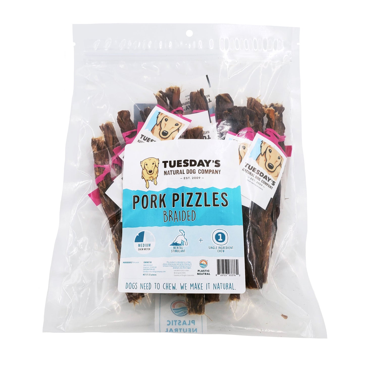 6" Braided Pork Pizzle (Bulk)- Pack of 25