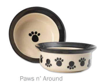 Stoneware Paws n' Around - Paws Black - 9"Dia x 4"H (Inner Pack: 2)