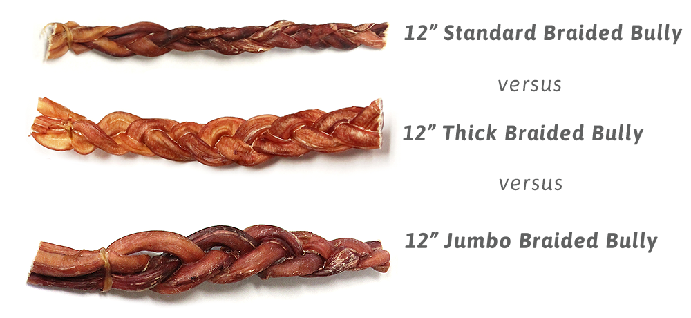 12" Standard Braided Bully Sticks - Odor Free (Bulk) - Pack of 25