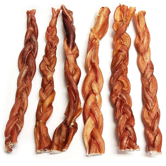 12" Thick Braided Bully Sticks - Odor Free (Bulk)- Pack of 25