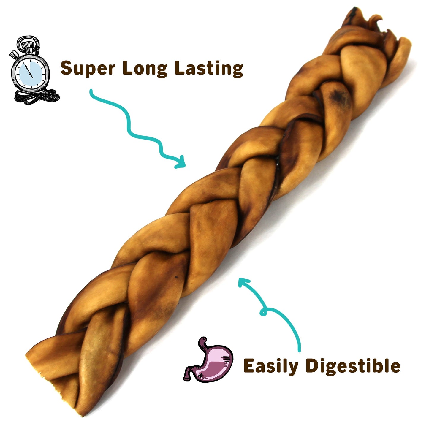 12" Jumbo Braided Collagen Sticks (Bulk)- Pack of 25