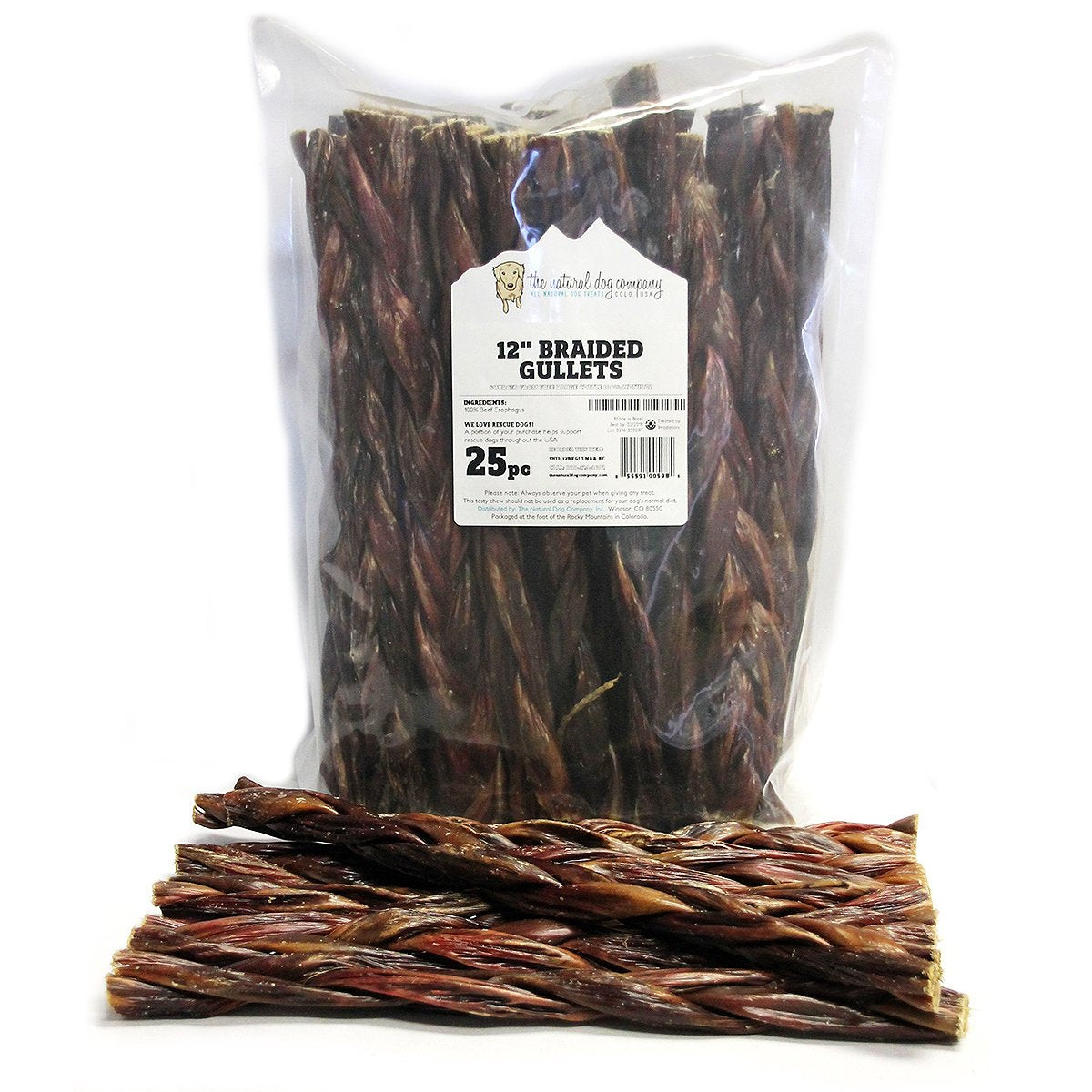12" Braided Gullet Sticks (Bulk)  - Pack of 25