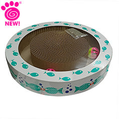 Bubble Fish Corrugated Cat Scratcher-13.39"Dia x 2.17"H (Inner Pack 3)