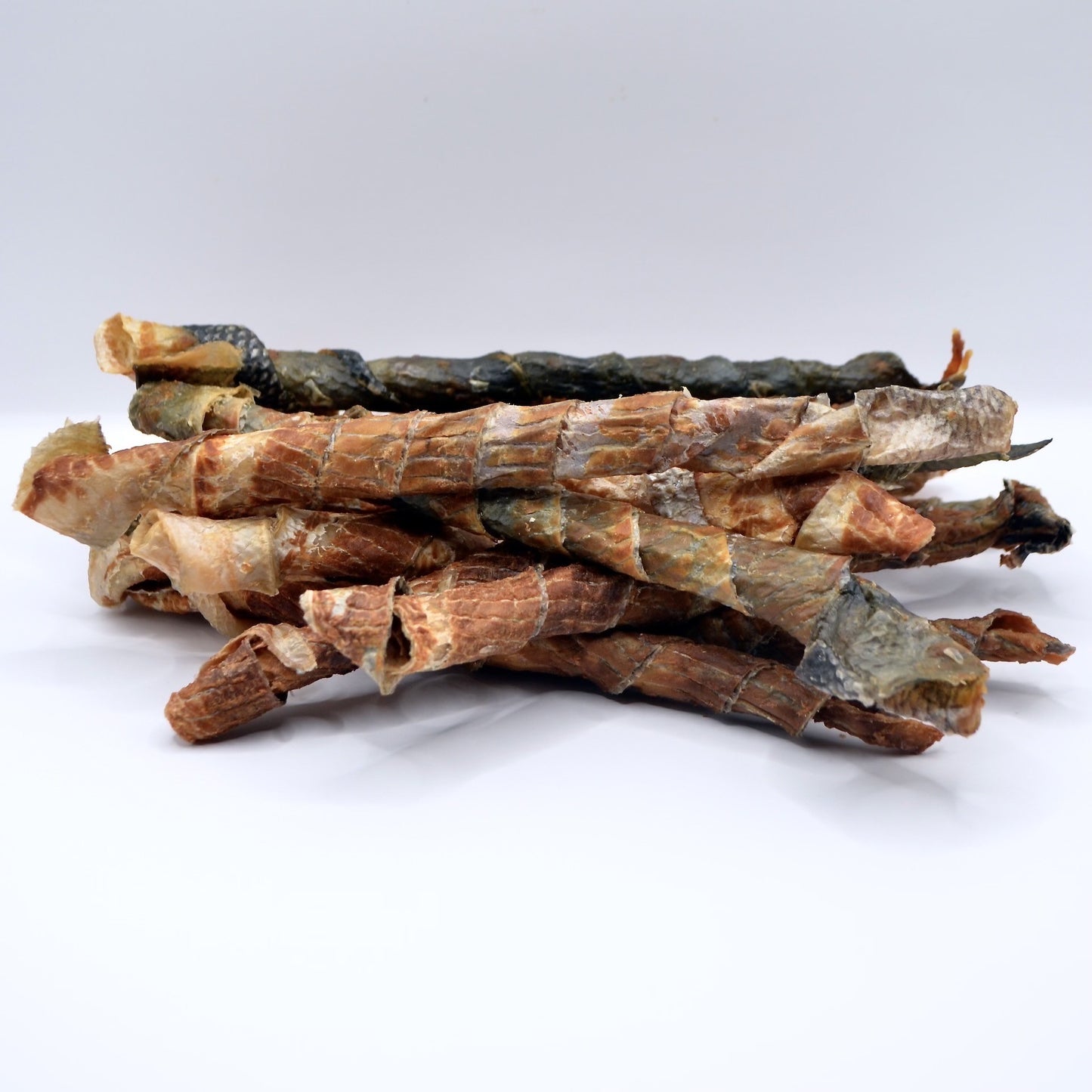 Freeze Dried Salmon Fins, Skin Rolls, Cubes- BULK