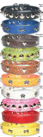 Signature Leather Faux Croco Collars (Spike & Stud) - Blue