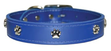 Signature Leather Collar (Paws) - 1/2" x 14"