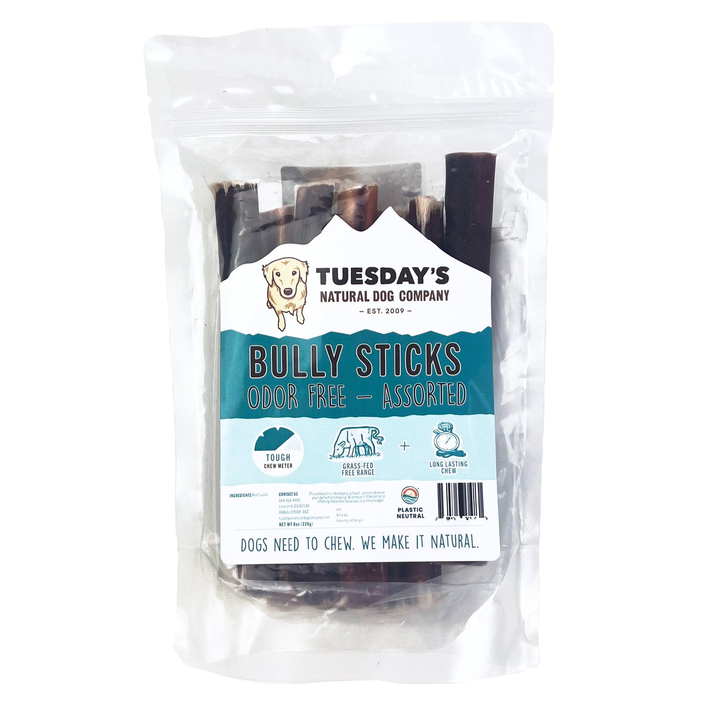 6" Bully Sticks Odor Free - 8 oz- EACH