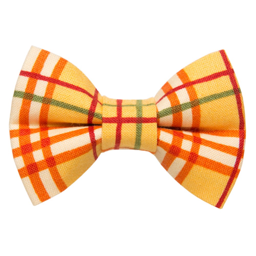 Sweet Pickles Designs The Hayride bow tie in yellow orange and red plaid fabric