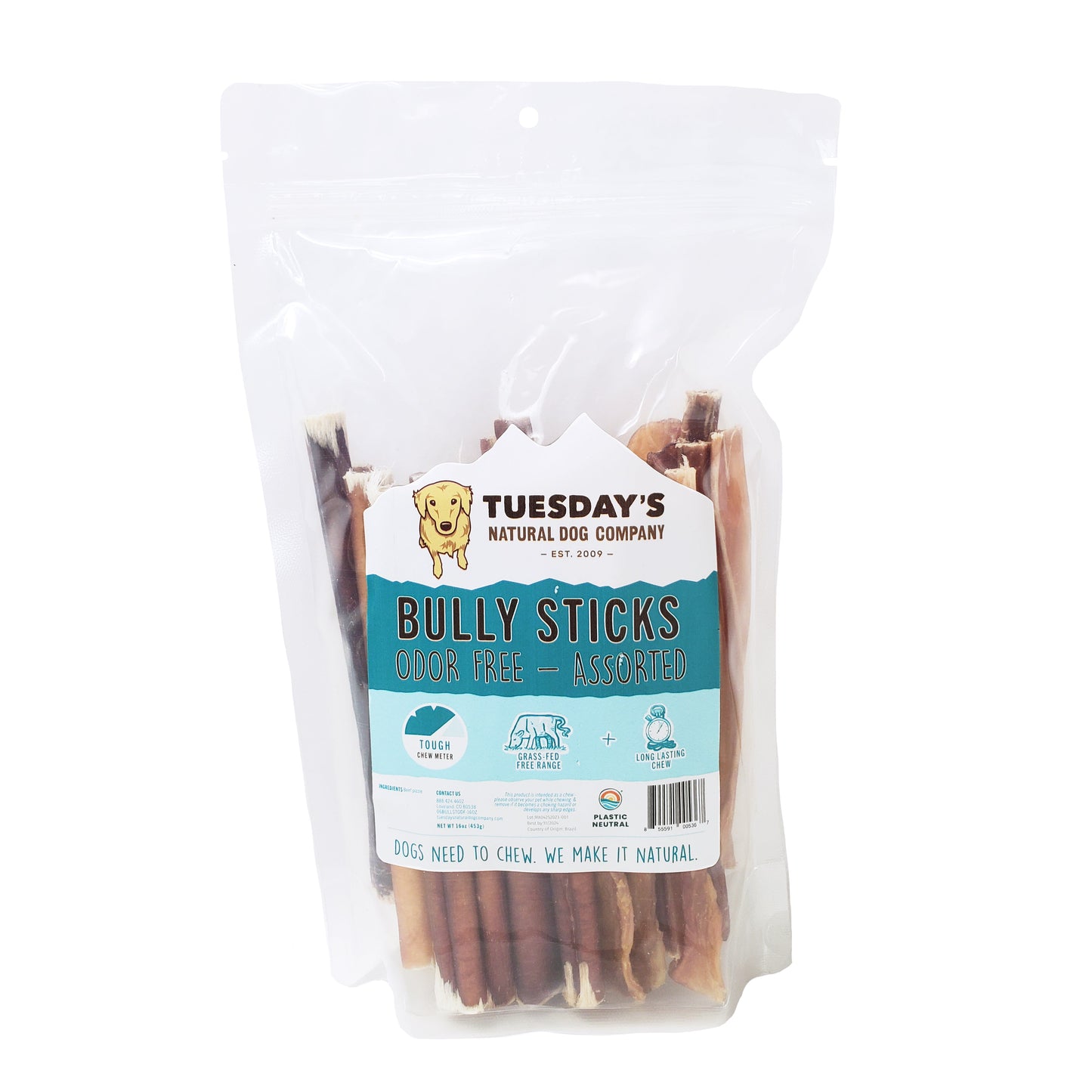 6" Bully Sticks Odor Free - 16 oz- EACH