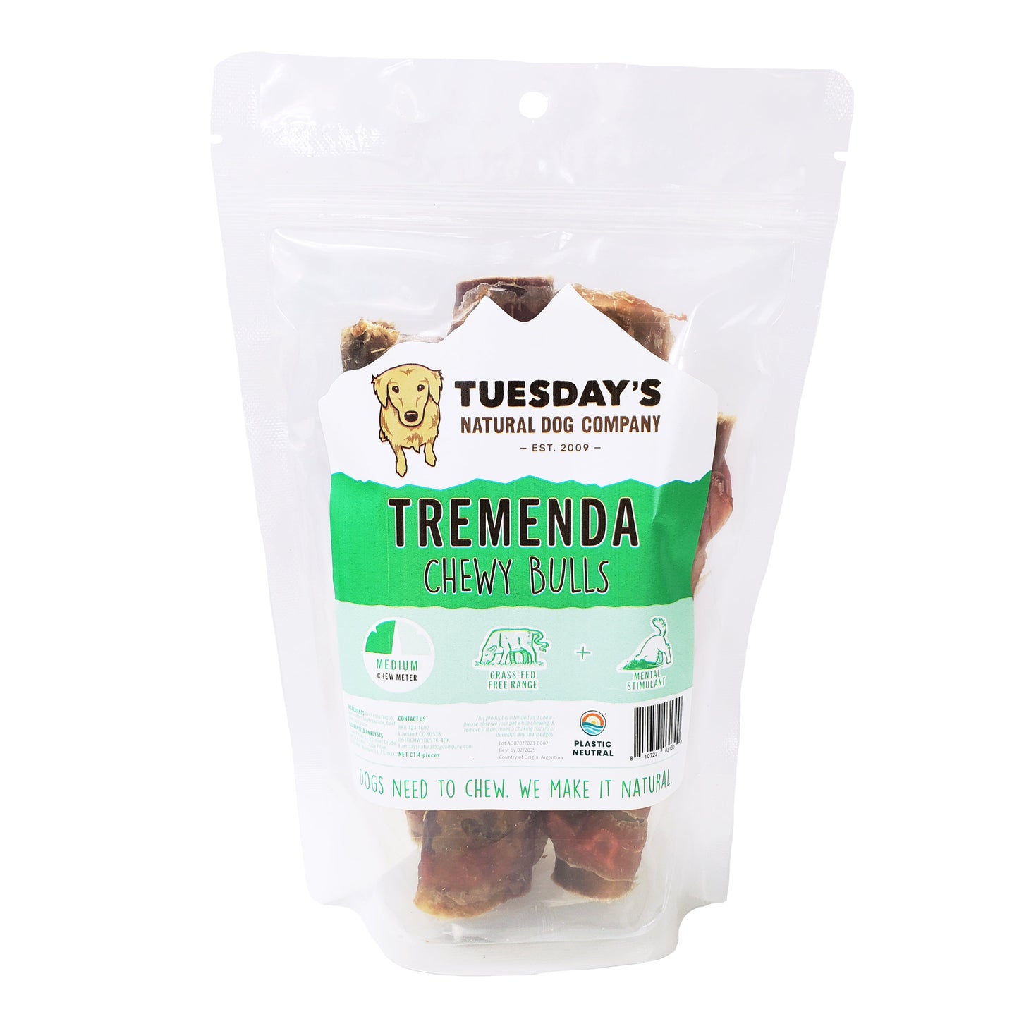 6" Tremenda Chewy Bull - 4 Pack- EACH