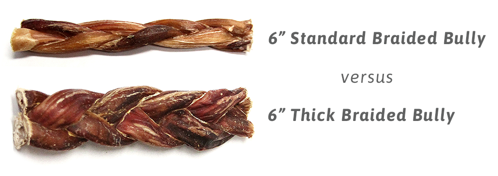 6" Standard Braided Bully Stick - Odor Free (Bulk) - Pack of 25