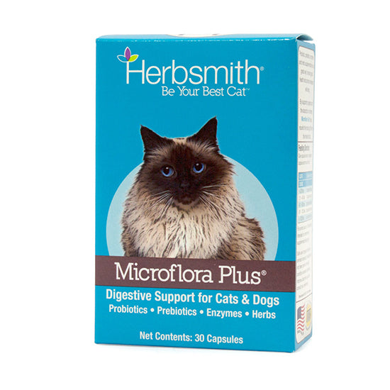 Herbsmith Microflora Plus digestive support for cats and dogs 30 capsule box