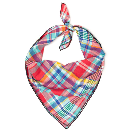 Coral Multi Plaid Bandana