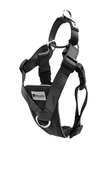 RC Pet Products Tempo No Pull Harness in black, with adjustable straps and metal rings
