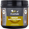 Peak Tails Senior Multivitamin for dogs in a black plastic jar