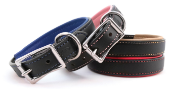 PADDED LEATHER COLLARS - BLACK