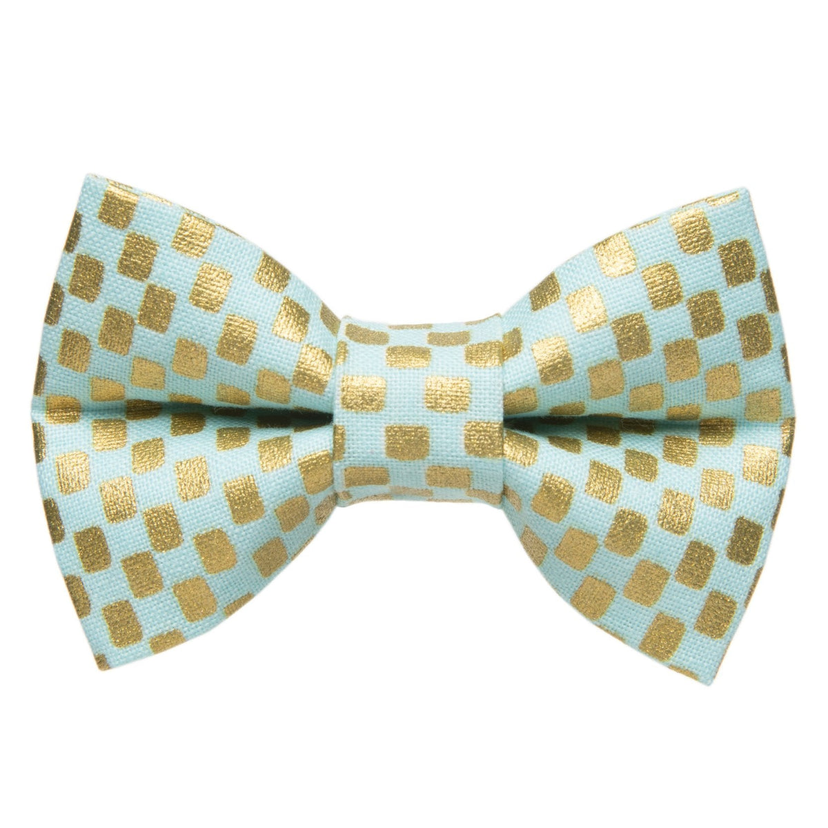 Sweet Pickles Designs The Maverick bow tie in light blue with gold square pattern