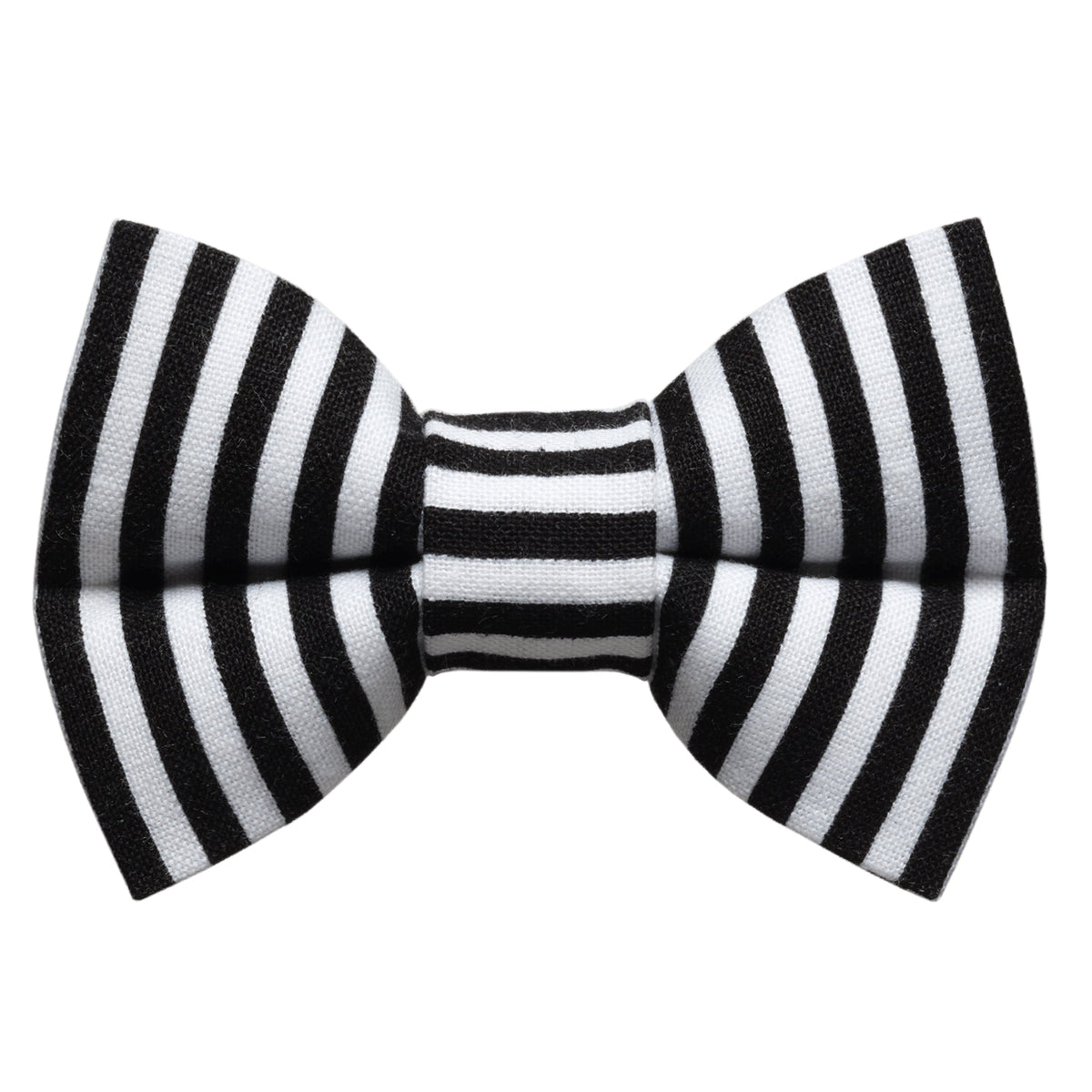 Black and white striped bow tie