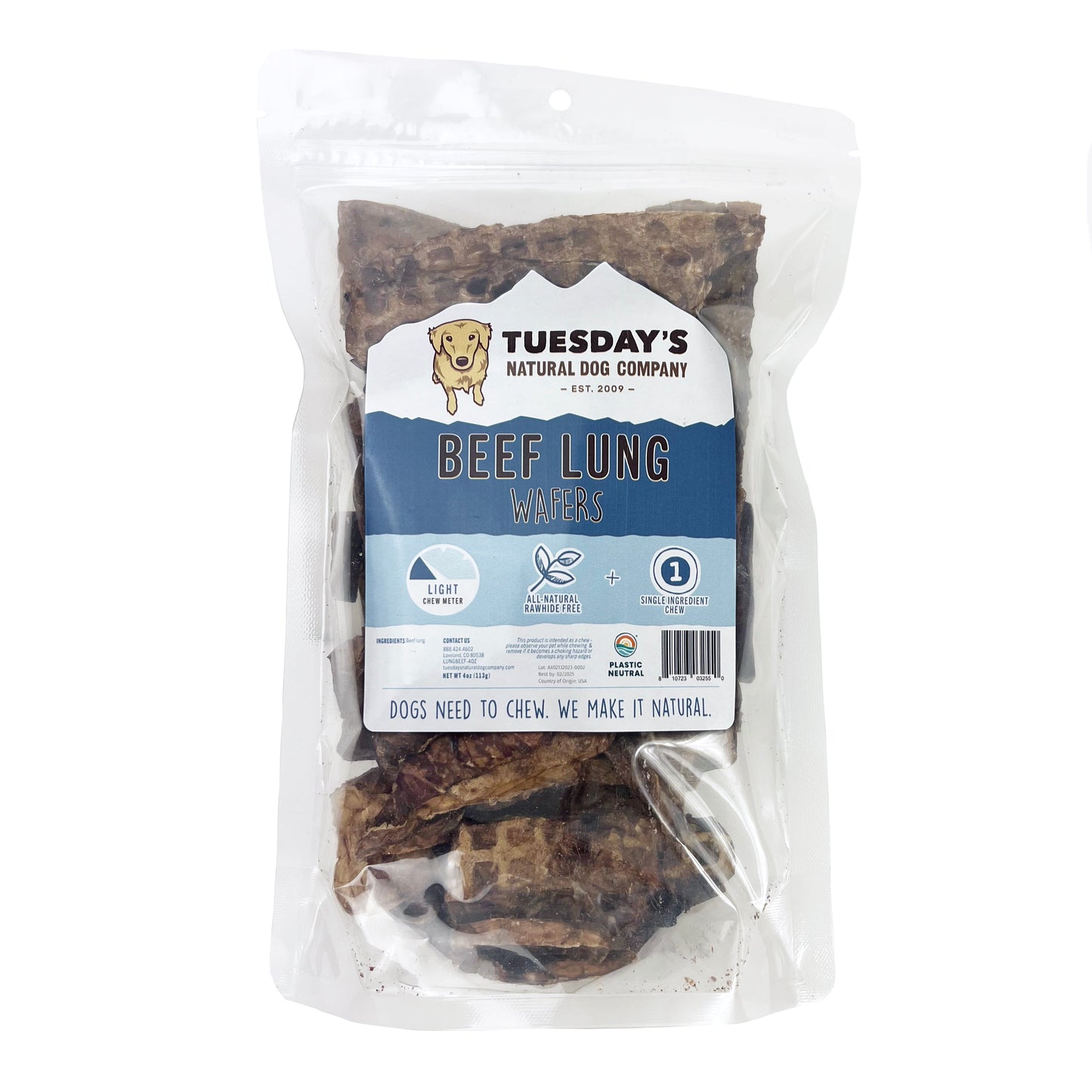 Beef Lung Wafers - 4 oz- EACH