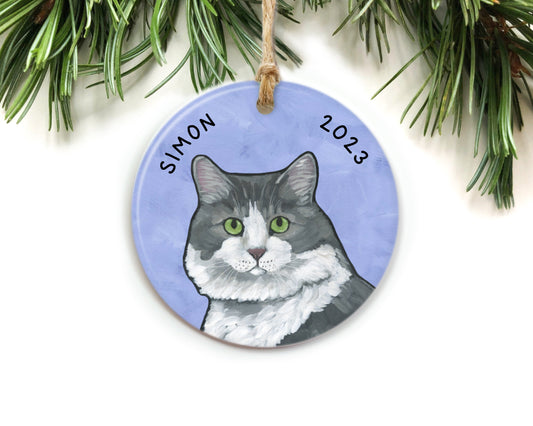 Gray & White Cat Ornament