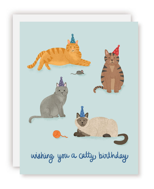 Cat Happy Birthday Card (Pack of 6)