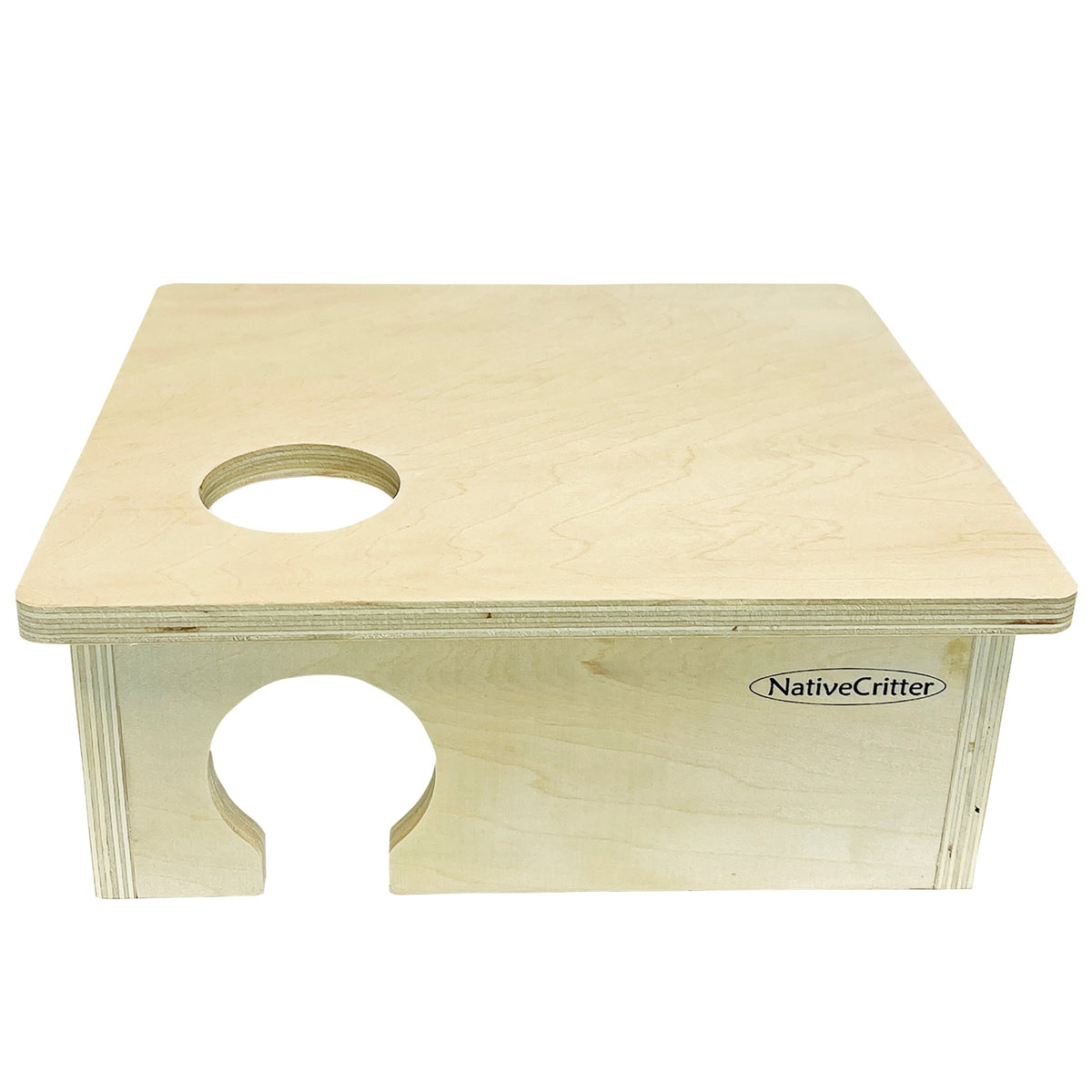 NativeCritter wooden hideout with two circular openings