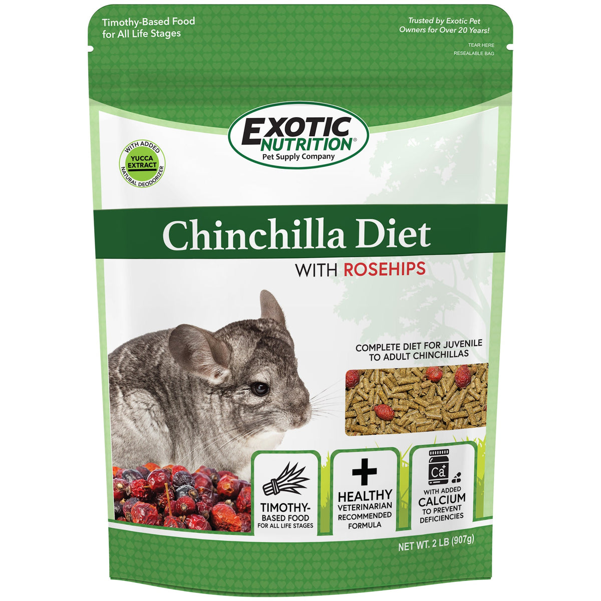 Exotic Nutrition Chinchilla Diet with Rosehips, 2 lb bag