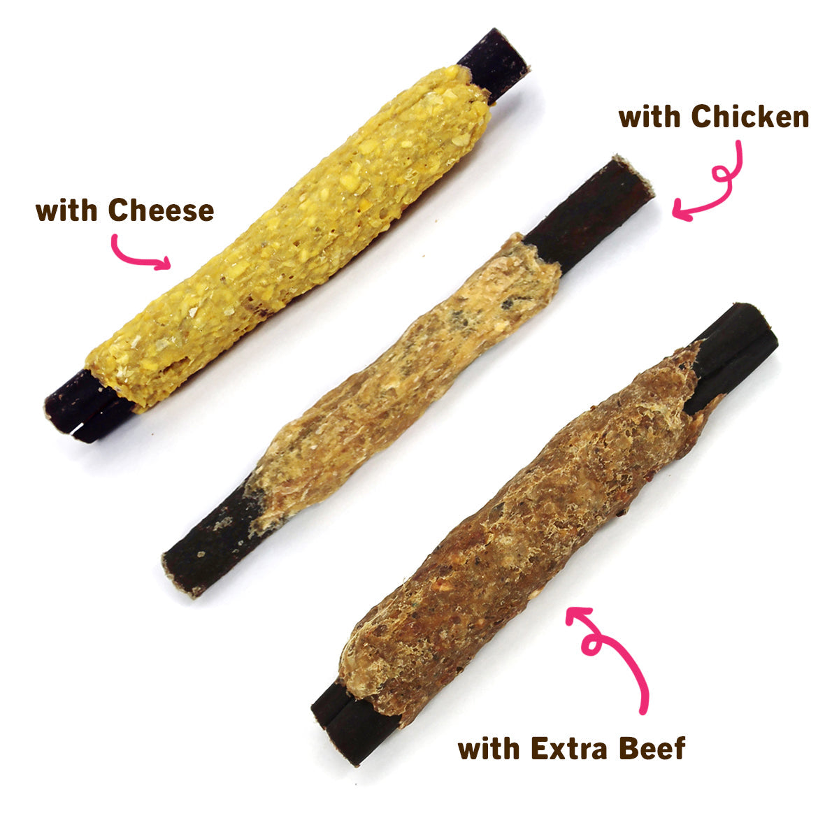 6" Collagen Sticks Variety Pack (3 Pcs) with Beef, Chicken and Cheese- EACH