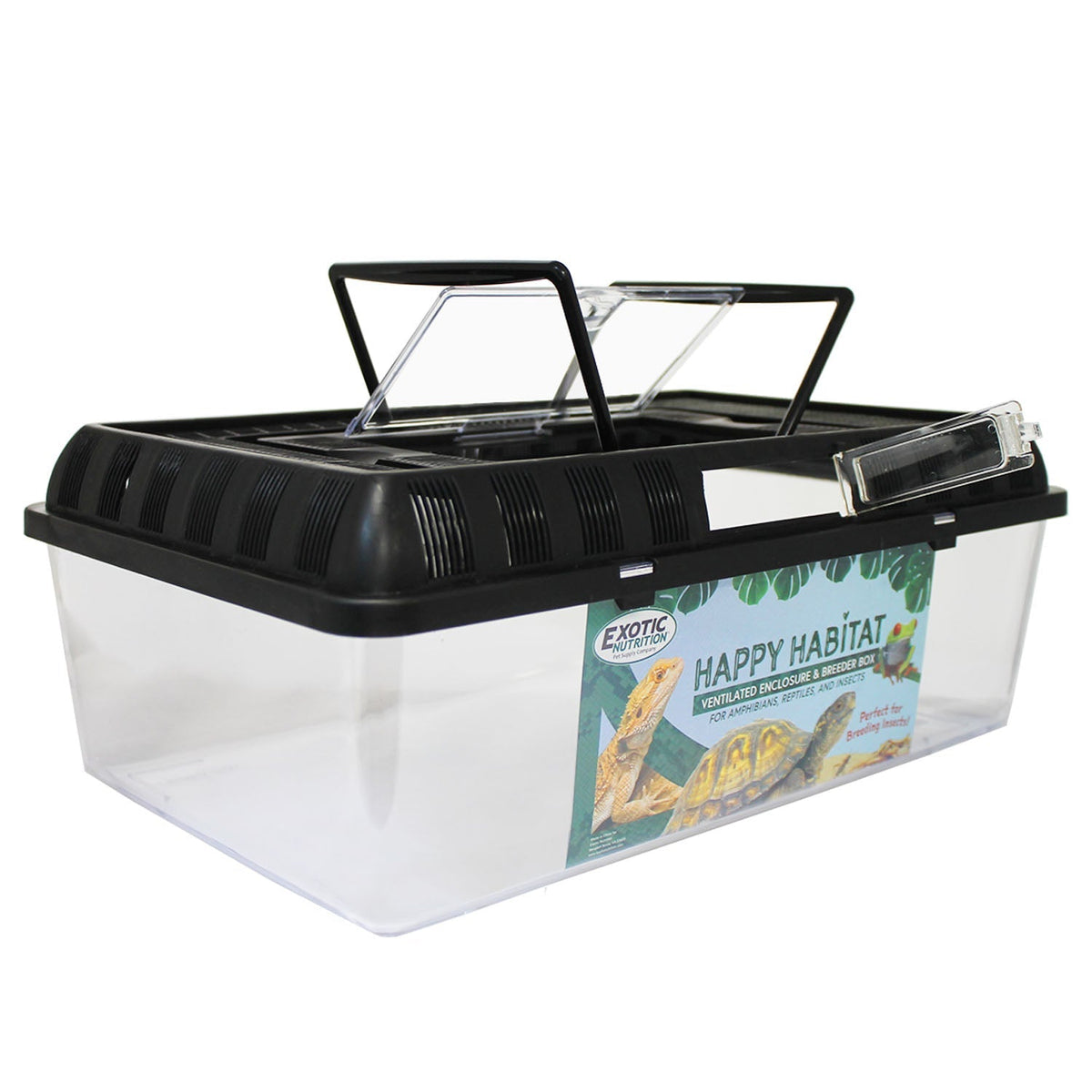 Exotic Nutrition Happy Habitat ventilated enclosure and breeder box for amphibians, reptiles, and insects