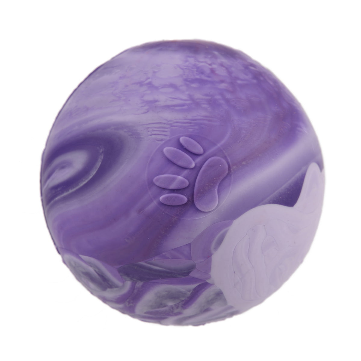 Purple dog toy ball with paw print design