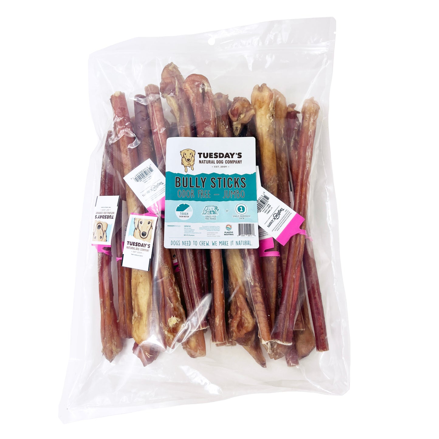 12" Jumbo Bully Sticks - Odor Free (Bulk) - Pack of 25
