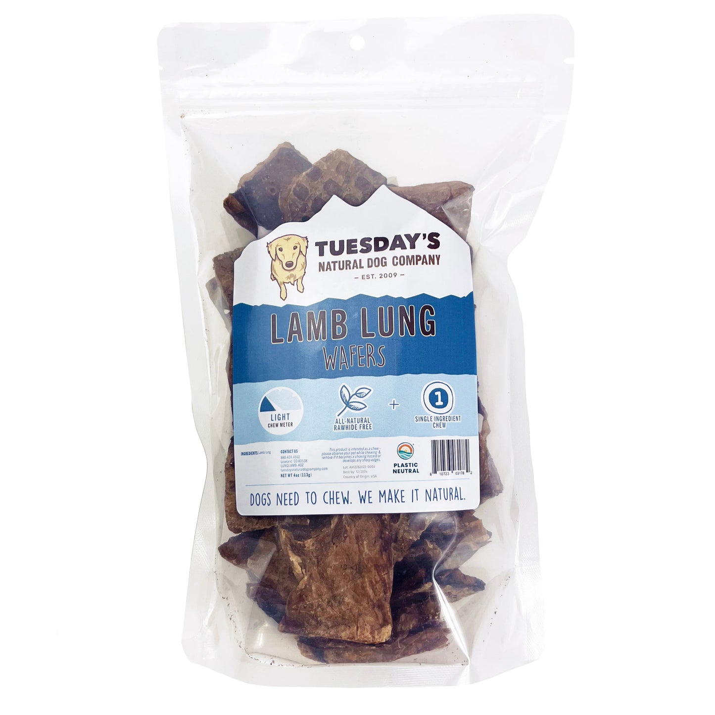 Lamb Lung Wafers - 4 oz- EACH