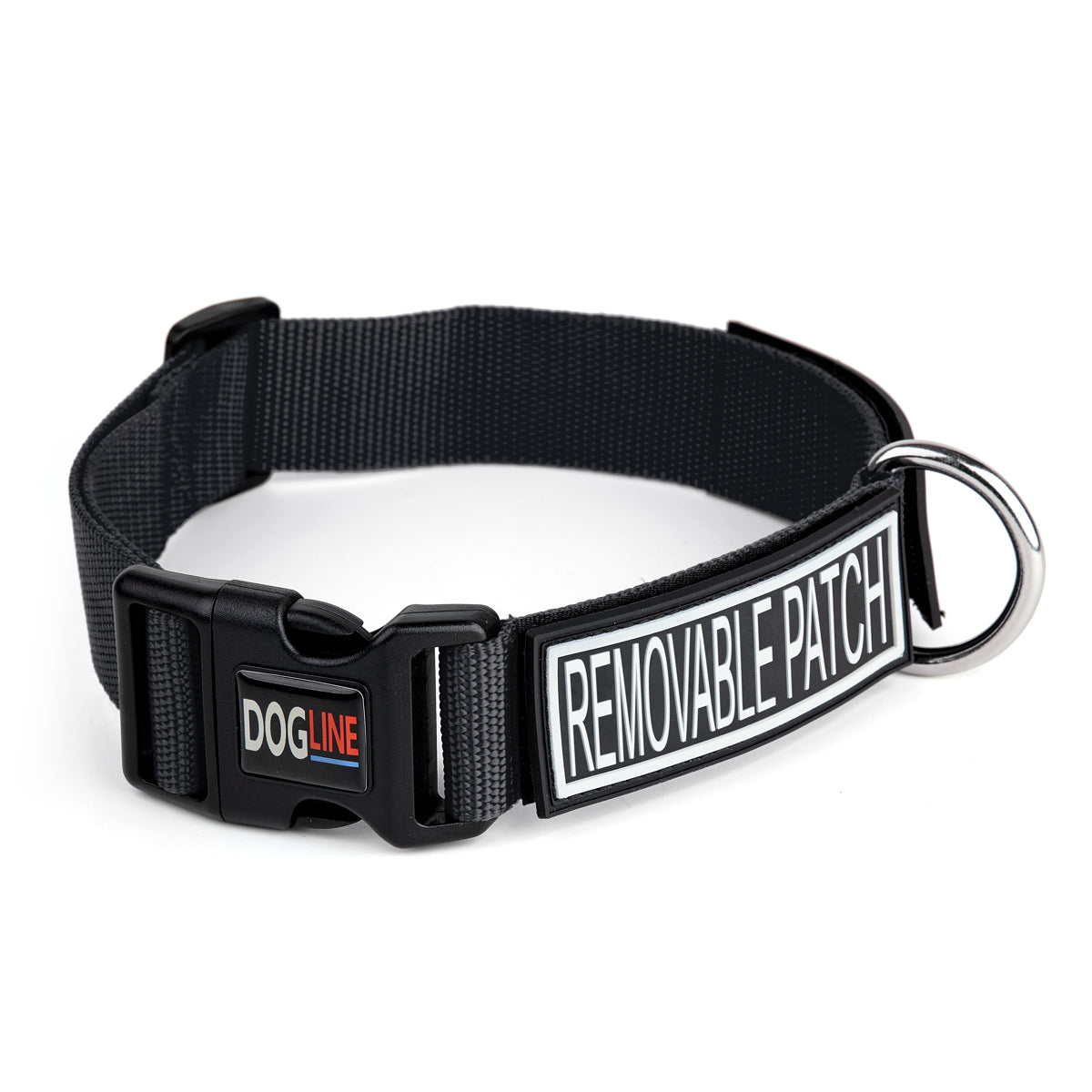 Omega Nylon Flat Dog Collar + Built-in Hook & Loop Fastener