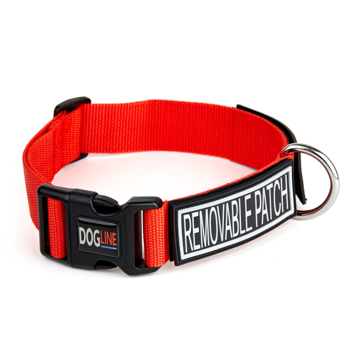 Omega Nylon Flat Dog Collar + Built-in Hook & Loop Fastener