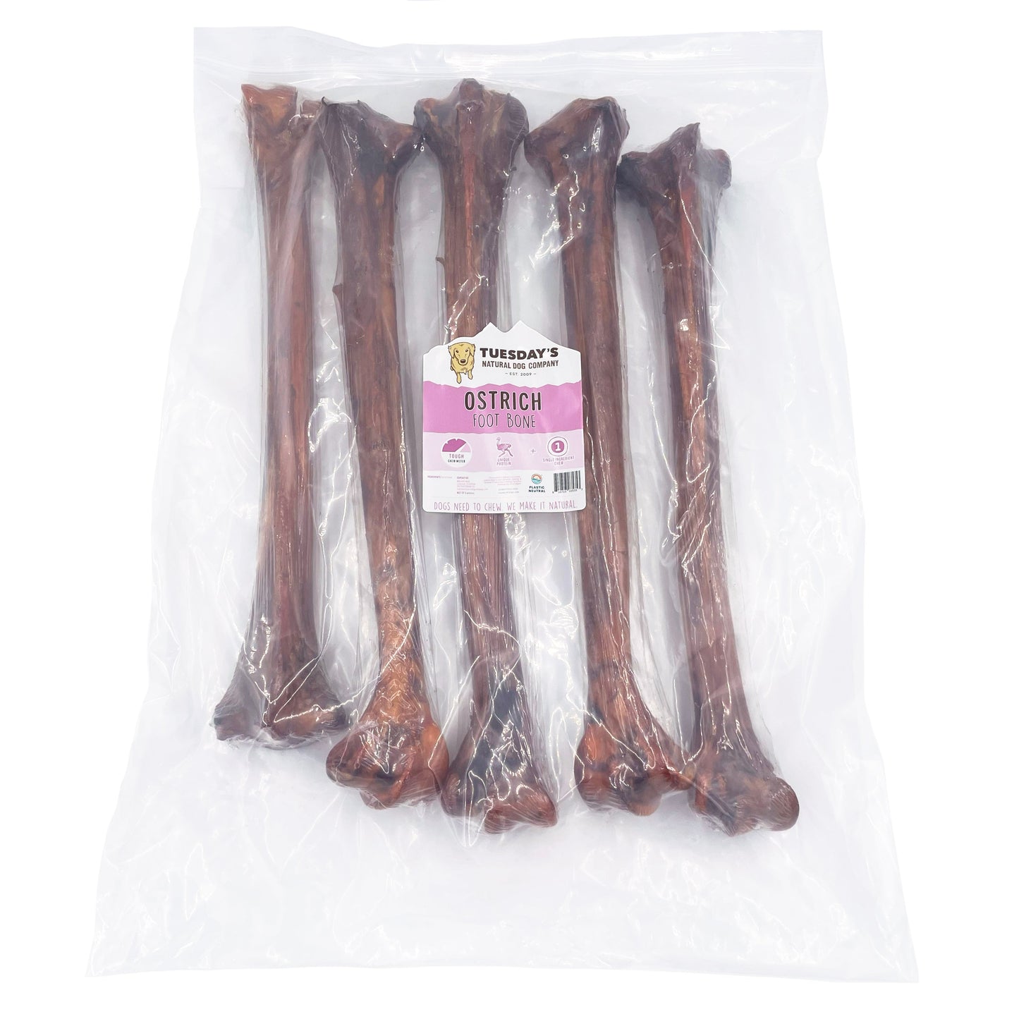 Ostrich Shin Bone (Bulk)- Pack of 5