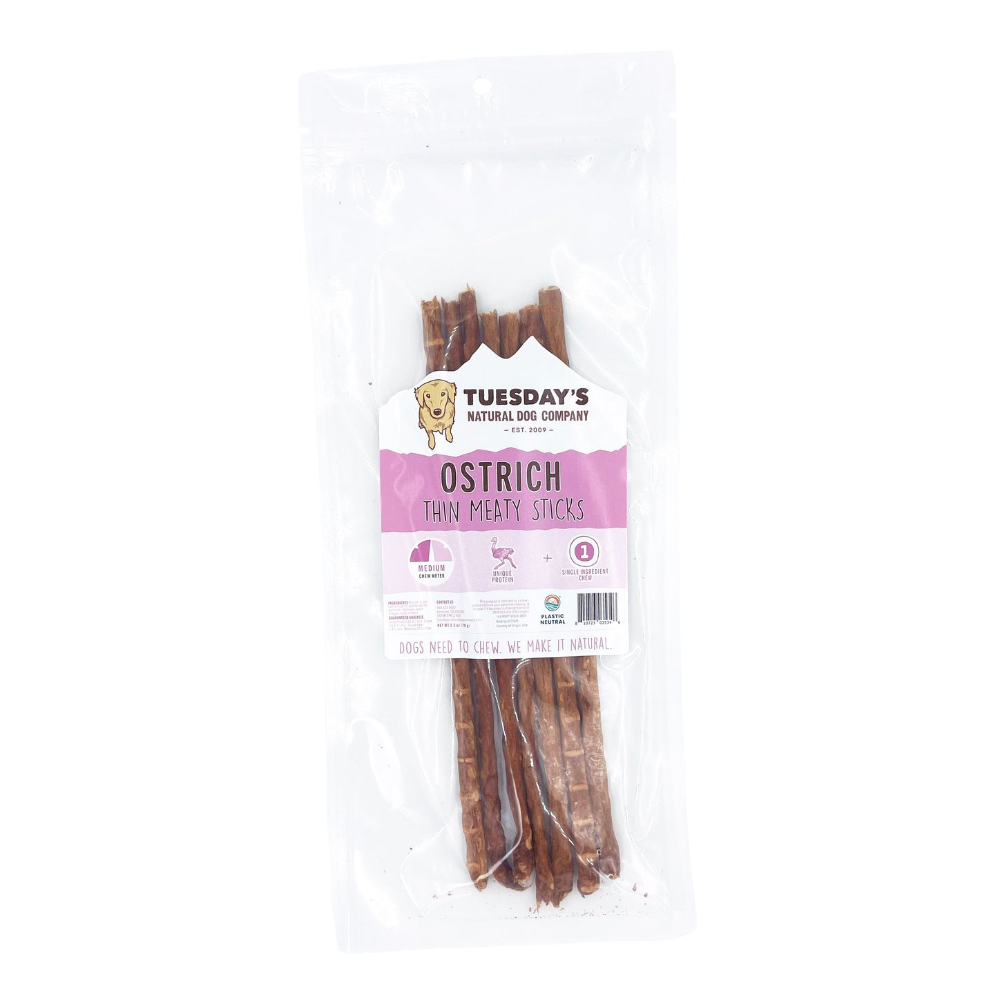 Ostrich Thin Meaty Sticks - 2.5 oz- EACH