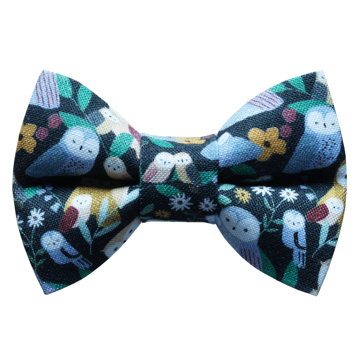 Sweet Pickles Designs The Owl or Nothing bow tie with owl and floral pattern on black background