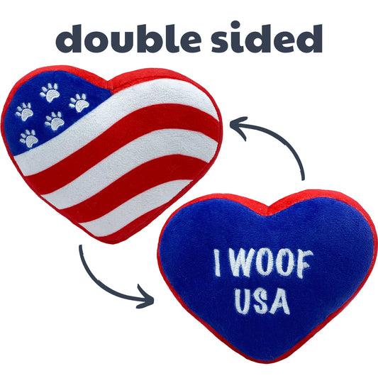 Paws & Stripes Heart Dog Toy (Double Sided) - 30% Off