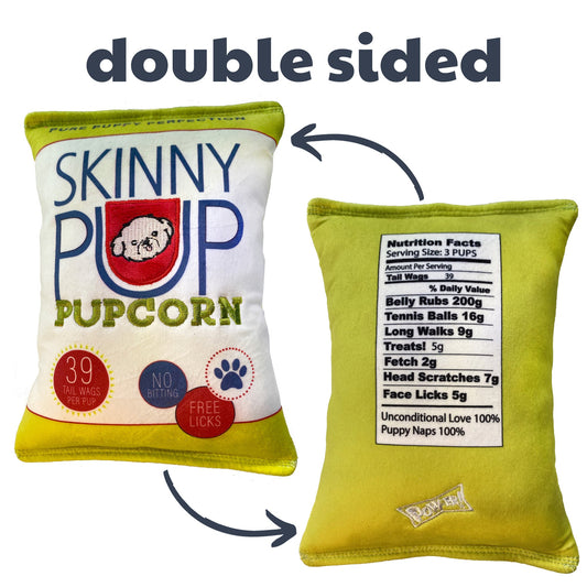 Skinny Pup Pupcorn Dog Toy (Double Sided)