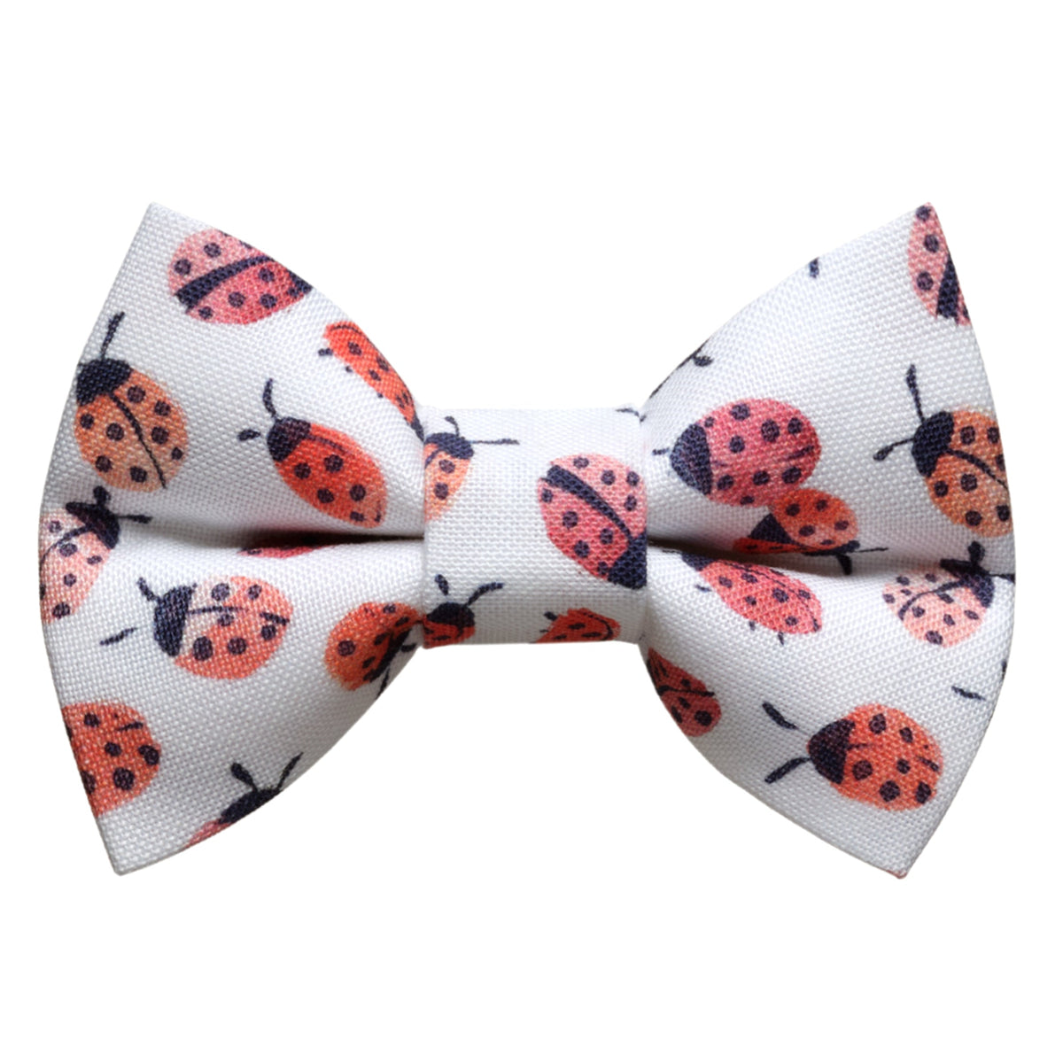 Sweet Pickles Designs The Spot On bow tie with white fabric and red ladybug print