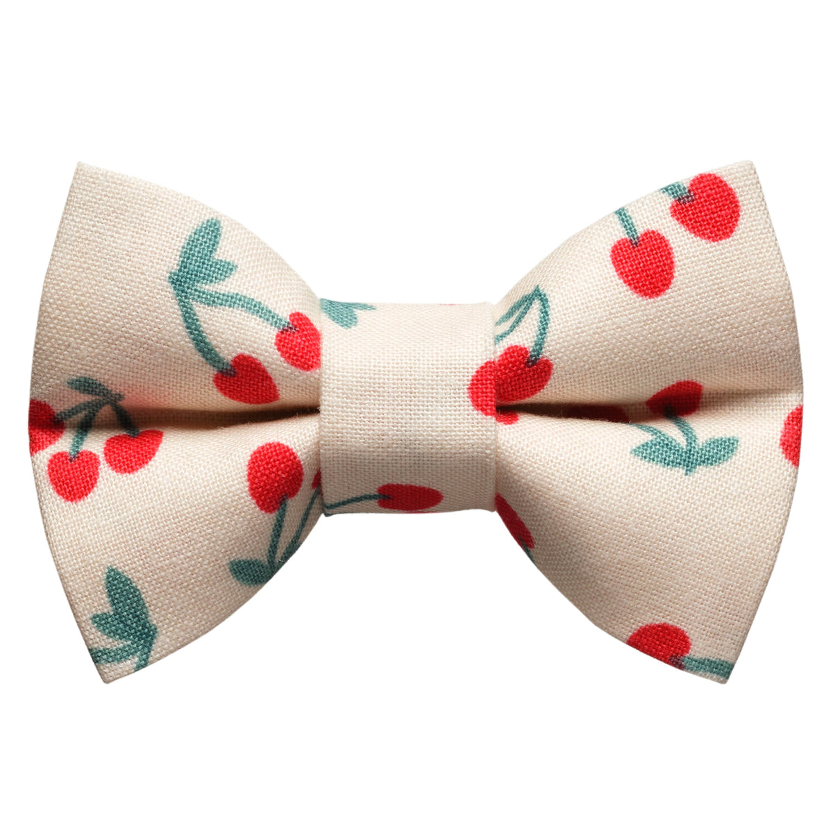 Sweet Pickles Designs The Sweet Life bow tie in cream fabric with a red cherry print
