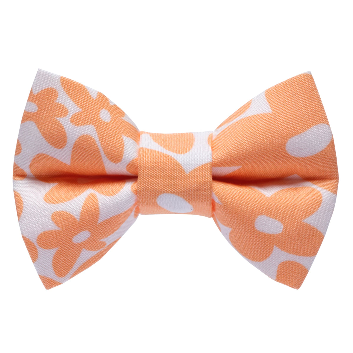 Orange and white floral print bow tie