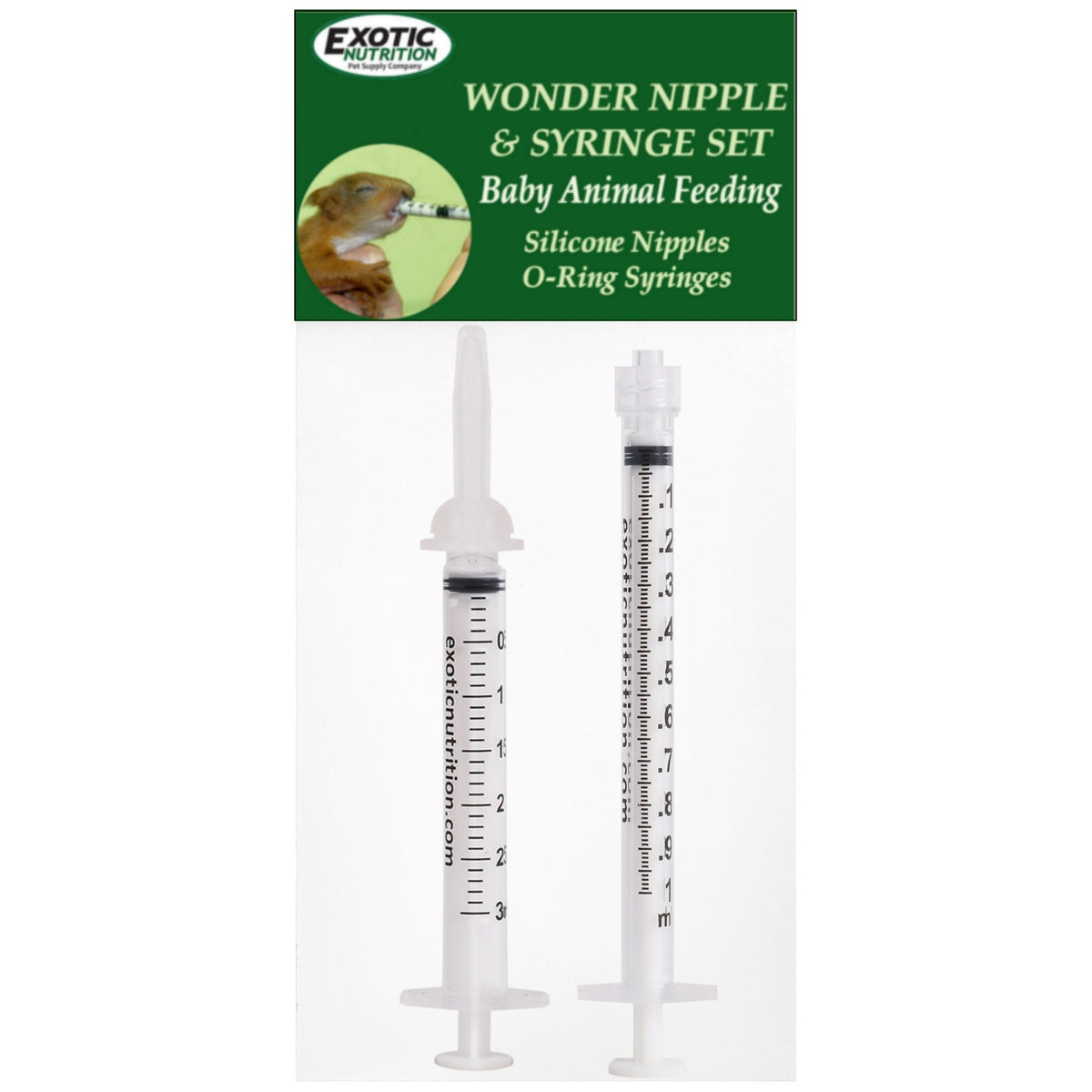 Exotic Nutrition Wonder Nipple & Syringe Set for baby animal feeding