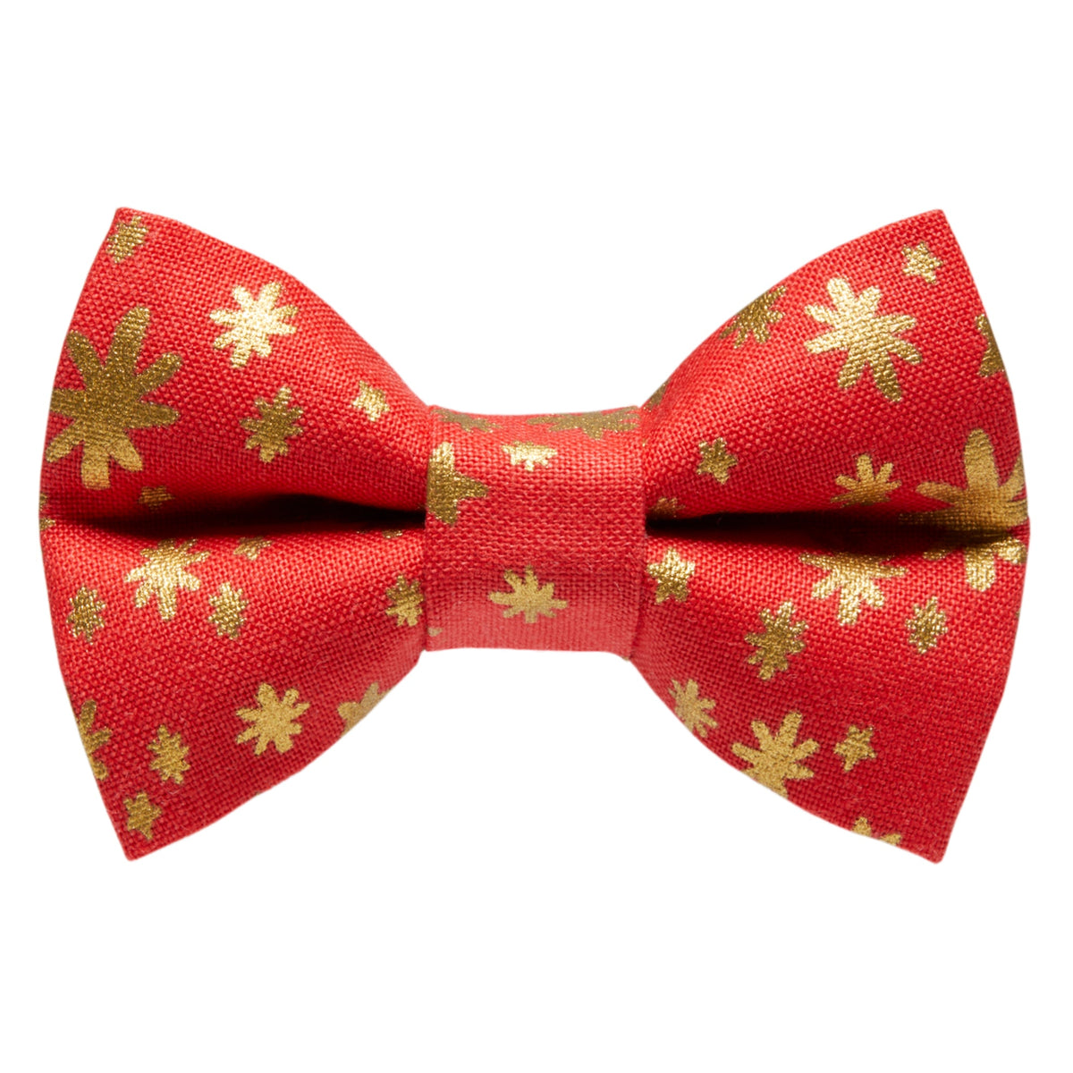 Sweet Pickles Designs The All Is Bright bow tie in red fabric with gold snowflake print